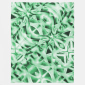 白い素朴緑のインターレース風変わり切り出し フリースブランケット (正面)