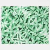 白い素朴緑のインターレース風変わり切り出し フリースブランケット (正面(横))