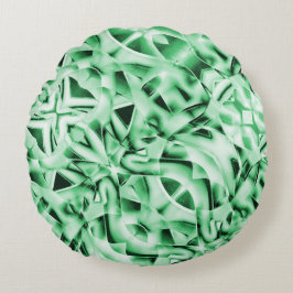 白い素朴緑のインターレース風変わり切り出し ラウンドクッション
