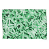 白い素朴緑のインターレース風変わり切り出し 枕カバー (正面左)