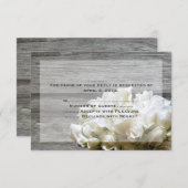 白い素朴花の返信カード 出欠カード (正面/裏面)