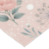 白い素朴開花と緑のピンクのフローラ テーブルクロス (アングル)