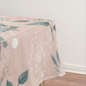 白い素朴開花と緑のピンクのフローラ テーブルクロス (インサイチュ)