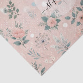 白い素朴開花と緑のピンクのフローラ 薄葉紙 (詳細)