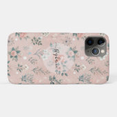 白い素朴開花と緑のピンクのフローラ Case-Mate iPhoneケース (裏面(横))
