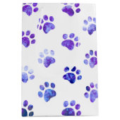 白い紫のテクスチャードされたポープリントパターン ミディアムペーパーバッグ (正面)