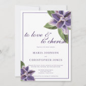 白い紫のラベンダーミントランフローラ結婚ズ 招待状 (正面)