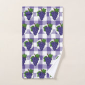 白い紫の格子縞にぶどう バスタオルセット (ハンドタオル)