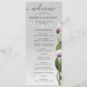 白い紫の水色カラユリ結婚花 プログラム (正面)