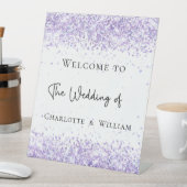 白い紫結婚色のラベンダー歓迎 台座サイン (インサイチュ)