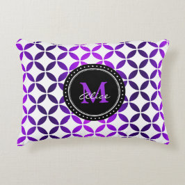 白い紫色の抽象芸術の円パターン アクセントクッション