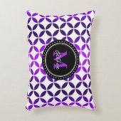 白い紫色の抽象芸術の円パターン アクセントクッション (正面(垂直))