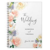 白い結婚サンゴのロマンチックな花模様ゲストブック ノートブック (正面)