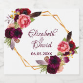 白い結婚フローラ幾何学的ブルゴーニュ スパークリングワインラベル (シングルラベル)