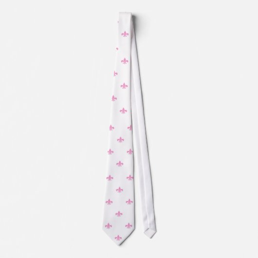 白い結婚式のタイの柔らかいピンクの（紋章の）フラ・ダ・リ ネクタイ (正面)