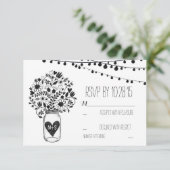 白い結婚式のマスンジャー瓶の招待返信カード 出欠カード (スタンド正面)