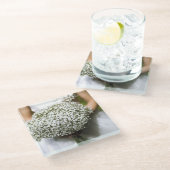 白い結婚式の花の花束 ガラスコースター (アングル)