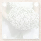 白い結婚式の花の花束 ガラスコースター (裏面)