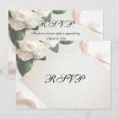 白い結婚式の花のRSVPカード 招待状 (正面/裏面)