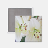 白い結婚式の花日付を保存する冷蔵庫用マグネット マグネット (正面/裏面)