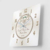 白い結婚式の贈パーソナライズされたり物結婚の時計 スクエア壁時計 (傾斜)