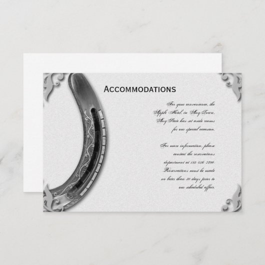 白い結婚式の銀製の蹄鉄 エンクロージャーカード (正面/裏面)