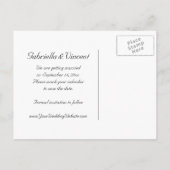 白い結婚式の黄色のひまわり日付保存 案内ポストカード (裏面)