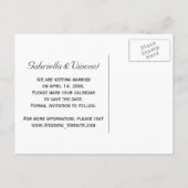 白い結婚式の黄色の水仙の日付を保存 案内ポストカード (裏面)