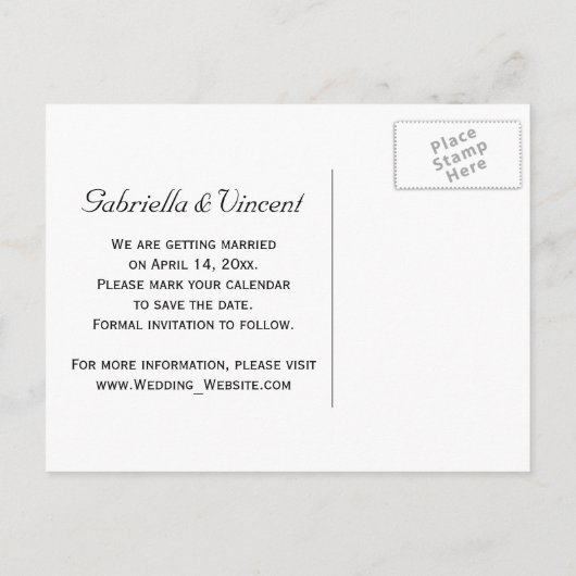 白い結婚式の黄色の水仙の日付を保存 案内ポストカード (裏面)