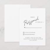 白い結婚式のRSVP ディナーとダンス 出欠カード (正面/裏面)