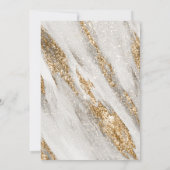 白い結婚式招待状と金ゴールドブラシストローク 招待状 (裏面)