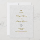 白い結婚式招待状と金ゴールドブラシストローク 招待状 (正面)