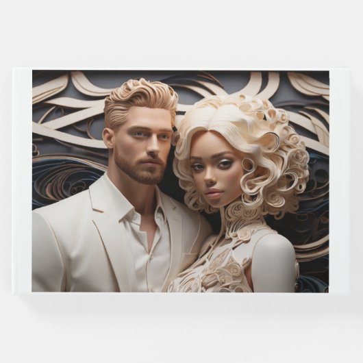 白い結婚服を着た夫婦 ゲストブック (正面)