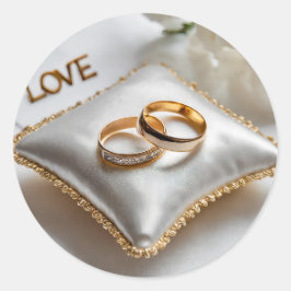 白い結婚枕に二つの指輪 ラウンドシール