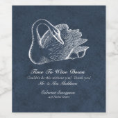 白い結婚白鳥ネイビーブルーワインダウン ワインラベル (シングルラベル)