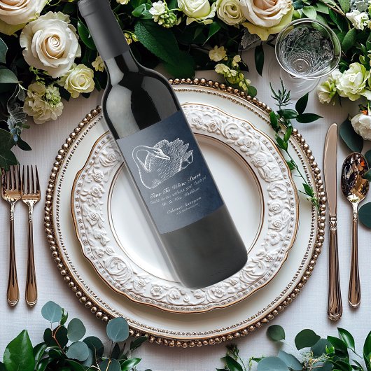 白い結婚白鳥ネイビーブルーワインダウン ワインラベル