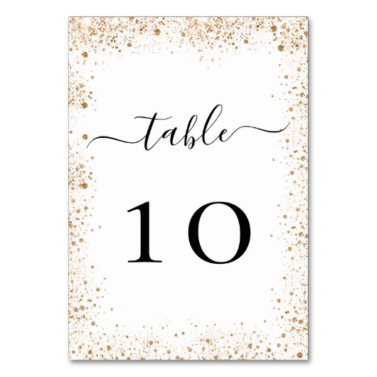白い結婚金ゴールドの塵 テーブルナンバー (正面)