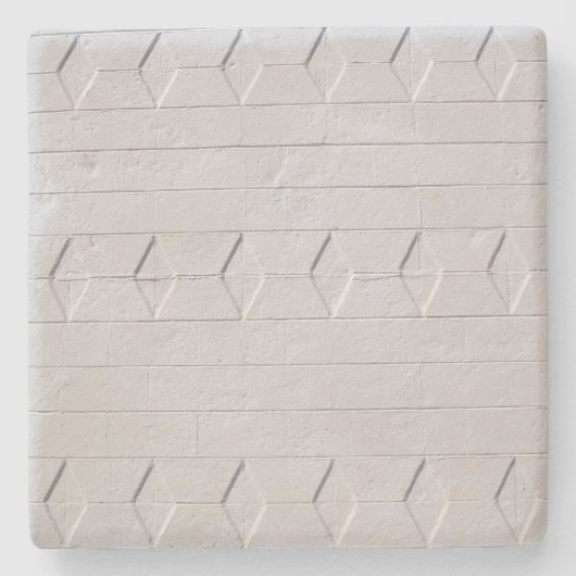 白い絵を描テクスチャウォール、正方形コースター ストーンコースター (正面)