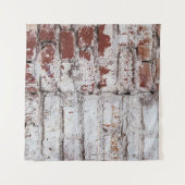 白い絵を描画質を剥がす古いレンガの壁 タペストリー (正面(横))