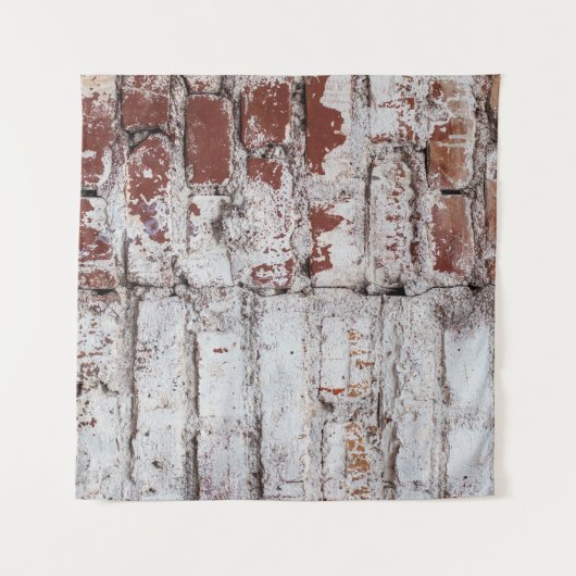 白い絵を描画質を剥がす古いレンガの壁 タペストリー (正面(横))