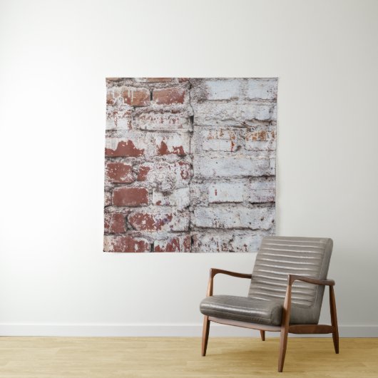 白い絵を描画質を剥がす古いレンガの壁 タペストリー (インサイチュ)