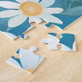 白い絵を描花を持つ ジグソーパズル (側面)