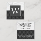 白い絹の呉服屋 | 黒い室内装飾品 スクエア名刺 (正面/裏面)