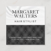 白い絹の呉服屋 | 黒い室内装飾品 スクエア名刺 (裏面)