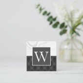 白い絹の呉服屋 | 黒い室内装飾品 スクエア名刺 (スタンド正面)