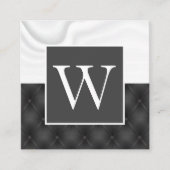 白い絹の呉服屋 | 黒い室内装飾品 スクエア名刺 (正面)