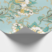 白い綿花が咲くシームレスな花柄 ラッピングペーパー (角)