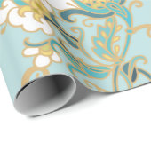 白い綿花が咲くシームレスな花柄 ラッピングペーパー (ロールコーナー)