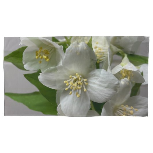 白い緑と灰色 枕カバー (正面)