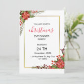 白い緑と赤のクリスマモダンス 招待状 (スタンド正面)